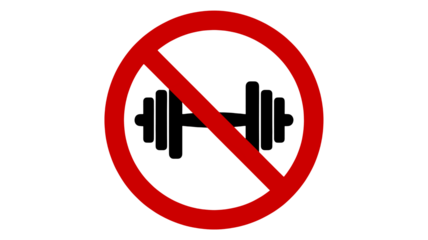Warning symbol prohibiting interaction with black abstract shapes on white