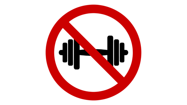 Warning symbol prohibiting interaction with black abstract shapes on white