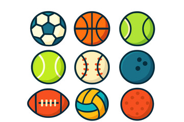 Nine colorful sports balls icons collection © Andrei