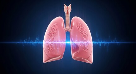 Obraz premium Healthy pink lungs with heartbeat line illustration