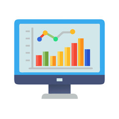 Computer Monitor with Analytics Graph Icon