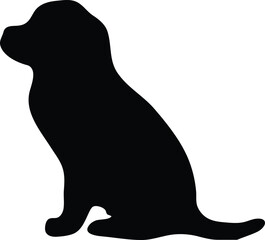 Black Dog Silhouette on White Background