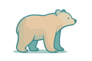 Stylized profile view of a cute polar bear cub graphic