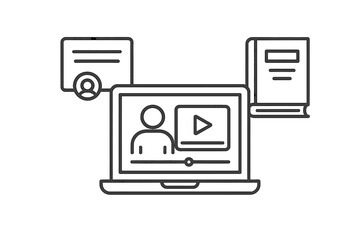 Digital education concept with laptop video course and online certificate