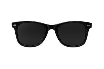 Classic black sunglasses isolated on white background with clean, minimal design and no shadow or reflection, ideal for eyewear ads and product mockups.