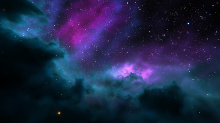 Obraz premium Vivid nebula with pink and blue clouds of cosmic gas and stars in deep space. 