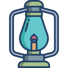 Vintage Lantern With A Lit Candle Inside And A Blue Tinted Glass Reservoir On A Transparent Background