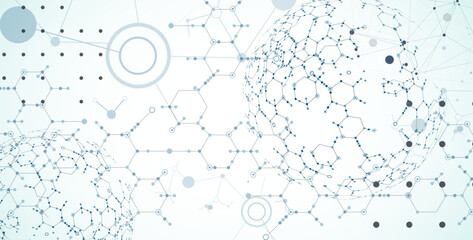 Abstract biotechnology innovation background.  Hexagons theme. Vector