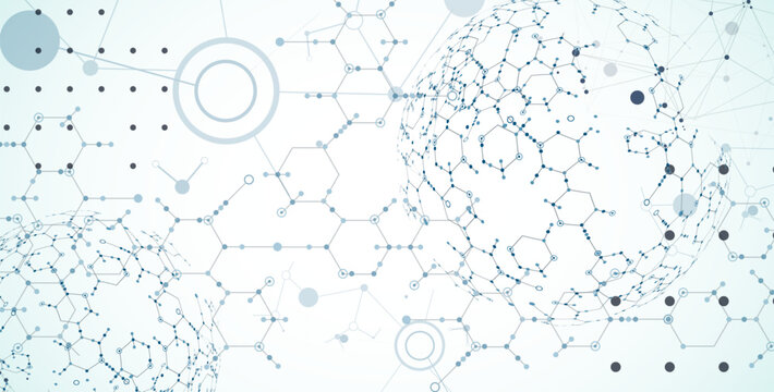 Abstract biotechnology innovation background.  Hexagons theme. Vector