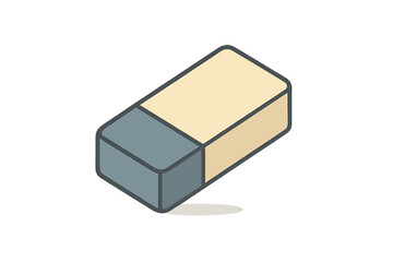Isometric two-tone rubber eraser object with soft shadow