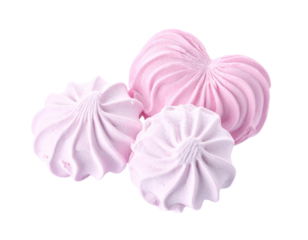 Top-Down View of Pink and White Heart Marshmallows Slightly Apart, isolated on transparent background PNG