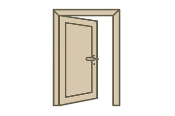 Minimalist open interior door with simple handle and frame
