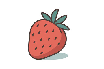 Obraz premium Stylized ripe strawberry fruit icon with subtle shadow detail
