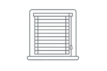 Simple line art icon of horizontal window blinds covering a window opening