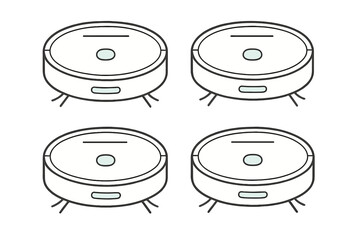 Four isometric robotic vacuum cleaners for automated floor cleaning tasks