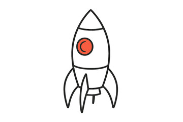 Simple cartoon rocket ship icon with orange porthole detail