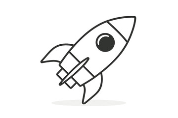 Stylized rocket ship icon with upward trajectory for launch concept