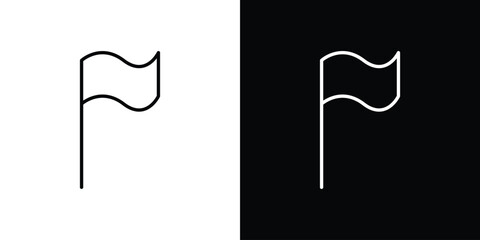 Plain flag icon - stroke design. pixel perfect editable line icons