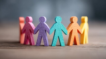 Colorful paper figures holding hands, symbolizing unity and teamwork