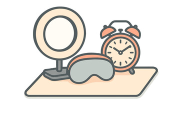 Vanity mirror ring light sleep mask and alarm clock composition