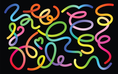 Bright neon loop design, Abstract multicolor lines, Glowing curved patterns