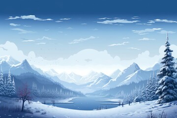 Fototapeta premium Winter landscape mountain outdoors nature.