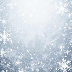 Abstract winter scene featuring ethereal snowflakes on a pale blue backdrop
