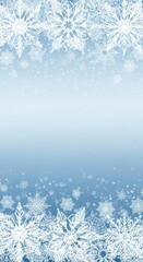 Delicate snowflake illustrations on a gradient blue backdrop evoking winter serenity