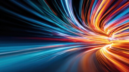 This captivating image showcases an explosion of vibrant colors and swirling light patterns, representing energy, motion, and the beauty of abstraction, drawing viewers in.