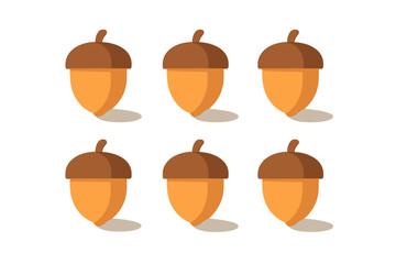 Stylized oak tree acorns seamless pattern with subtle shadows