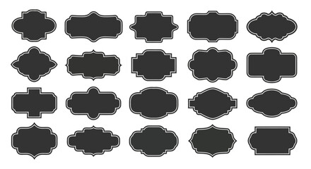 Vector art of collection of vintage label frames, featuring decorative shapes and elegant borders for classic design elements