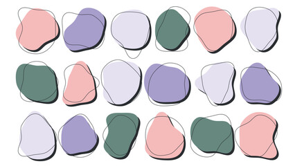 Abstract geometric seamless pattern with organic shapes pastel colors minimal background design trendy contemporary texture hand drawn line art modern decorative backdrop vector illustration