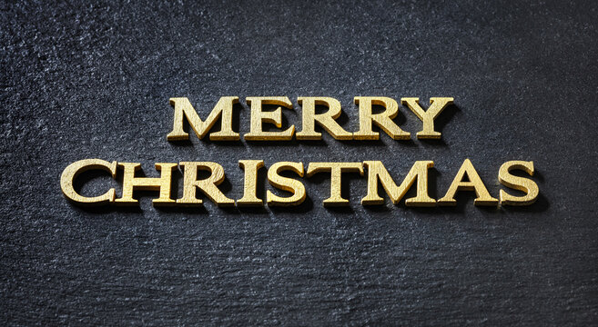 Merry Christmas gold lettering sign background with copy space - Powered by Adobe