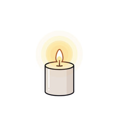 Burning candle illustration simple flat vector design isolated on white background for decoration and celebration