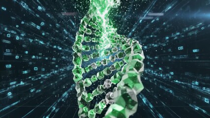 Green Dna Structure Forms in Digital Space With Data Stream Effect - Powered by Adobe