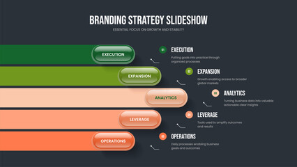 Modern Analysis Frame Design Vector Illustration. Service Campaign Five Element Diagram Presentation Layout. Financial Proposal 5 Option Infographic Slideshow Template.