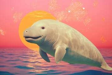 Fototapeta premium Dugong animal mammal fish.