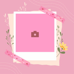 Retro square Polaroid Photo Frame Template