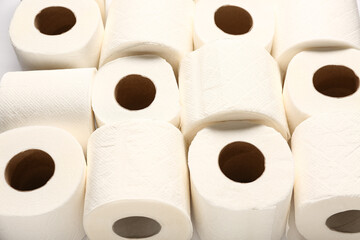 Many rolls of toilet paper, closeup