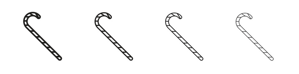 Candy Cane icon outline symbol. Editable Stroke collection.