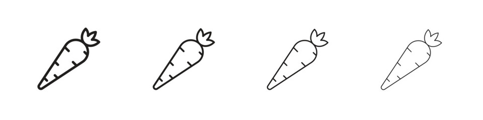 Fototapeta premium Carrot icon outline symbol. Editable Stroke collection.