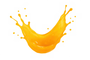 Fresh orange juice splash creating a dynamic liquid curve and droplets, healthy fruit drink concept