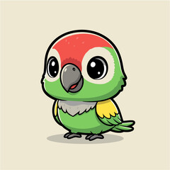 Adorable Parrot Illustration with Bright Colors and Playful Style