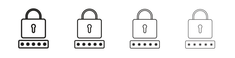 Code lock icon outline symbol. Editable Stroke collection.