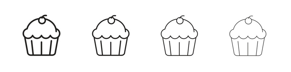 Cupcake icon outline symbol. Editable Stroke collection.