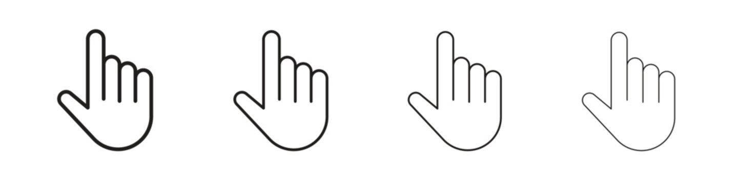 Cursor hand icon outline symbol. Editable Stroke collection.