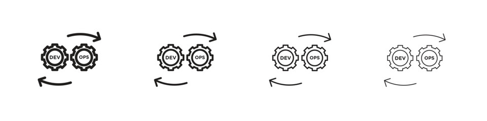 Dev ops icon outline symbol. Editable Stroke collection.