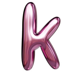Alphabet number and symbol 3d word render Pink Glossy Metallic Tubular Symbol