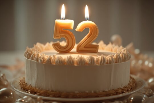 Elegant Birthday Cake with Candle Display for 52nd Celebration