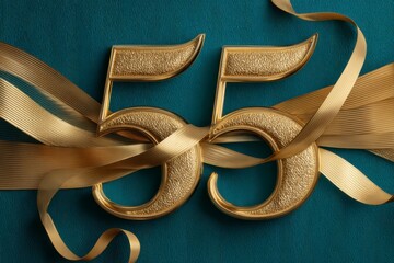 Golden 55th Anniversary Celebration with Elegant Ribbons and Background